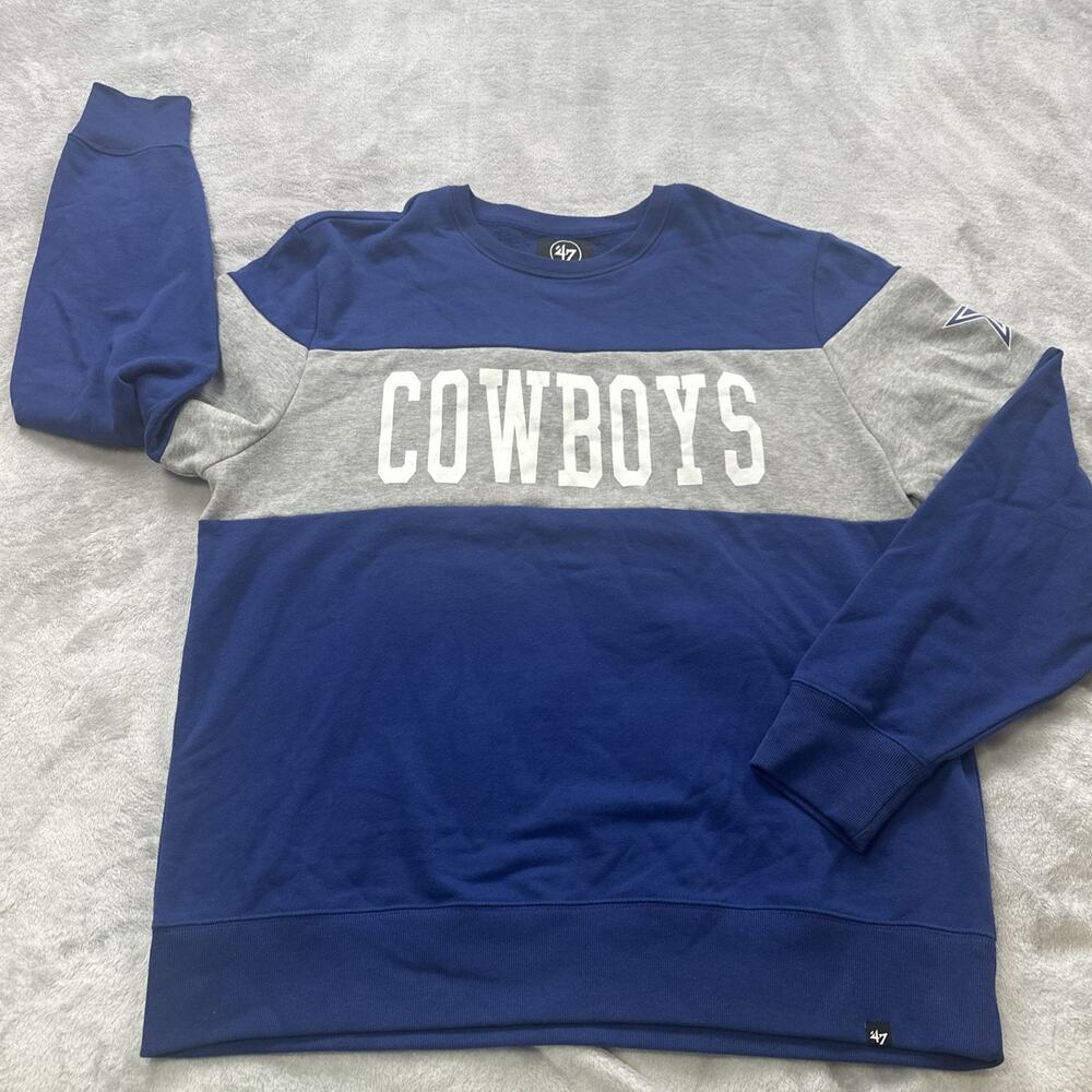'47‎ Dallas Cowboys Sweatshirt Men’s Size XL NFL Crewneck Blue & Gray Colorblock